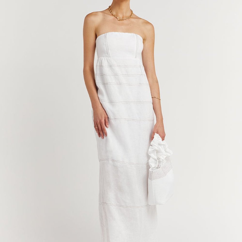 Dissh - Chai White Panelled Strapless Dress
